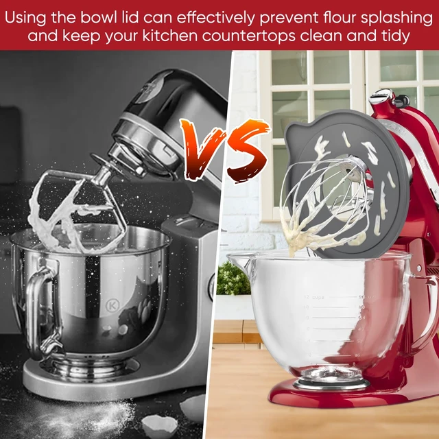Alt view image 5 of 5 - Tilt-Head Stand Mixer Glass Bowl, 5 QT,Compatible with Kitchenaid Artisan&Classic Series,Glass Bowl with Lid,Mixer Bowl Cover to Prevent Spilling of Ingredients,Contemporary with Grey Lid