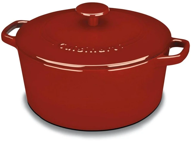 Main image of Chef's Classic Enameled Cast Iron Dutch Oven with Lid, Porcelain Enameled Interior, Oven Safe, Induction Compatible, 5-Quart, Round, Cardinal Red