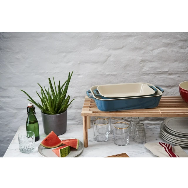 Alt view image 2 of 5 - 2-Pc Ceramic Baking Dish Set, Oven Safe Up To 570°F, Turquoise | Oven-to-Table for Casseroles, Lasagnas, & Roasting. Dishwasher Safe. Includes Baking Dish: 7.5 x 6" & 10.5 x 7.5"
