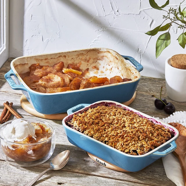 Alt view image 3 of 5 - 2-Pc Ceramic Baking Dish Set, Oven Safe Up To 570°F, Turquoise | Oven-to-Table for Casseroles, Lasagnas, & Roasting. Dishwasher Safe. Includes Baking Dish: 7.5 x 6" & 10.5 x 7.5"