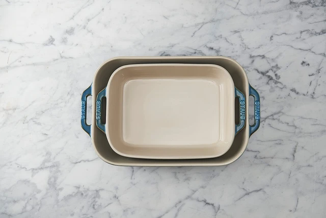 Alt view image 5 of 5 - 2-Pc Ceramic Baking Dish Set, Oven Safe Up To 570°F, Turquoise | Oven-to-Table for Casseroles, Lasagnas, & Roasting. Dishwasher Safe. Includes Baking Dish: 7.5 x 6" & 10.5 x 7.5"