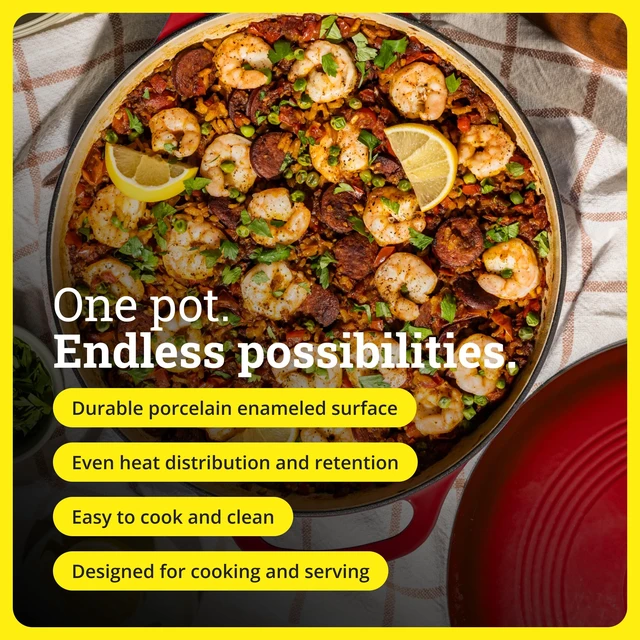Alt view image 3 of 7 - Essential Enamel Cast Iron Braiser, 3.6 Quart, Island Spice Red | Refrigerator- & Oven-Safe up to 500°F, Induction-Safe, Heat-Retaining, Non-Toxic Enamel Braiser Cookware