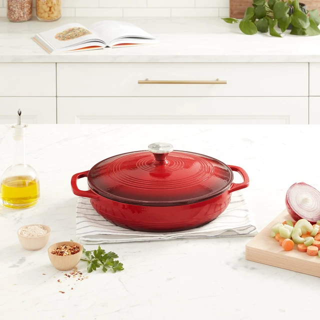 Alt view image 2 of 7 - Essential Enamel Cast Iron Braiser, 3.6 Quart, Island Spice Red | Refrigerator- & Oven-Safe up to 500°F, Induction-Safe, Heat-Retaining, Non-Toxic Enamel Braiser Cookware