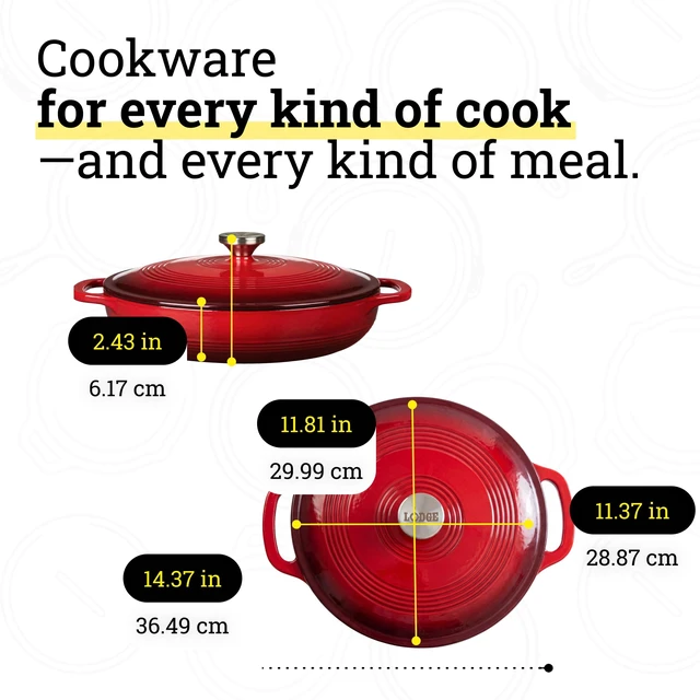 Alt view image 6 of 7 - Essential Enamel Cast Iron Braiser, 3.6 Quart, Island Spice Red | Refrigerator- & Oven-Safe up to 500°F, Induction-Safe, Heat-Retaining, Non-Toxic Enamel Braiser Cookware