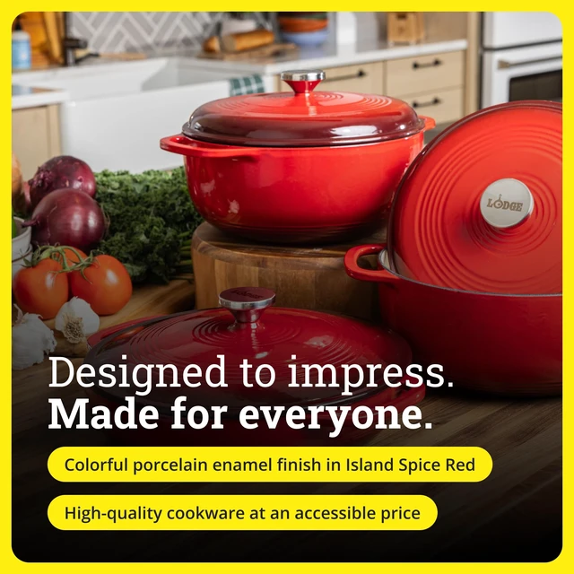 Alt view image 7 of 7 - Essential Enamel Cast Iron Braiser, 3.6 Quart, Island Spice Red | Refrigerator- & Oven-Safe up to 500°F, Induction-Safe, Heat-Retaining, Non-Toxic Enamel Braiser Cookware