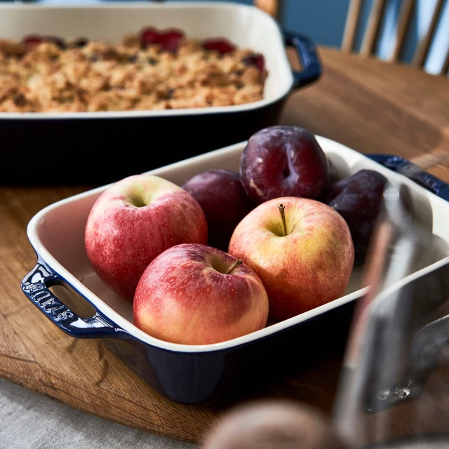 Alt view image 2 of 4 - 3-Pc Ceramic Baking Dish Set, Oven Safe Up To 570°F, Dark Blue | Oven-to-Table for Lasagnas, Roasts & Apple Crisp. Dishwasher Safe Includes Baking Dish 7.5 x 6", 10.5 x 7.5" & 13 x 9"
