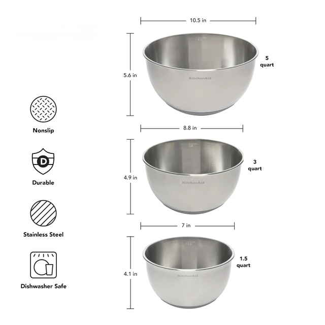 Alt view image 2 of 5 - Stainless Steel Mixing Bowls, Set Of 3