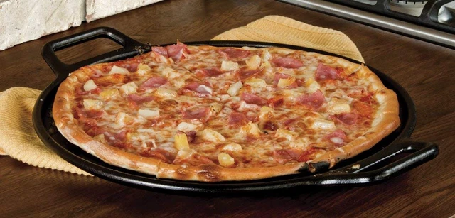 Alt view image 2 of 7 - Pre-Seasoned Cast Iron Pizza Pan with Handles, 14 Inches | Cast Iron Baking Plate for Homemade Crusts & Flatbreads, Durable Heirloom Quality Pizza Pan with Handles