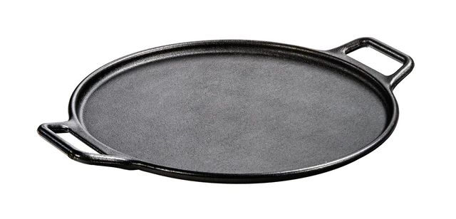 Alt view image 3 of 7 - Pre-Seasoned Cast Iron Pizza Pan with Handles, 14 Inches | Cast Iron Baking Plate for Homemade Crusts & Flatbreads, Durable Heirloom Quality Pizza Pan with Handles