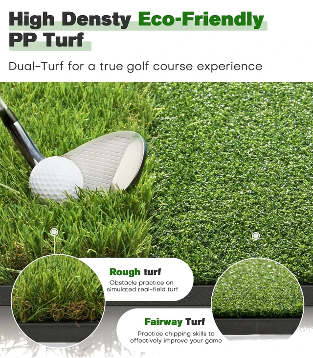 Alt view image 2 of 7 - Premium Dual-Turf Golf Mat: 5x4ft / 6x4ft, 21-50mm Thickened Base | Durable Golf Hitting Mat for Backyard, Driving Range, Indoor & Outdoor Practicing Golf Swing & Chipping, Gifts for Men Dad