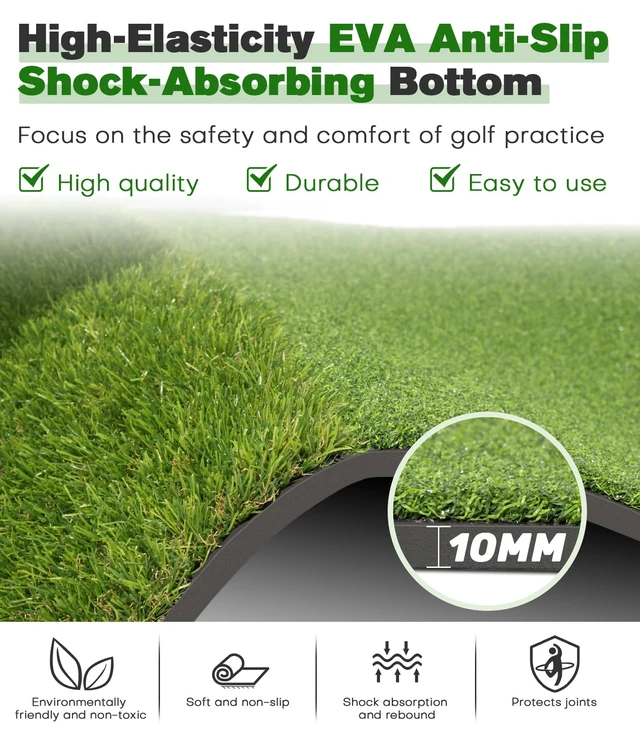 Alt view image 3 of 7 - Premium Dual-Turf Golf Mat: 5x4ft / 6x4ft, 21-50mm Thickened Base | Durable Golf Hitting Mat for Backyard, Driving Range, Indoor & Outdoor Practicing Golf Swing & Chipping, Gifts for Men Dad