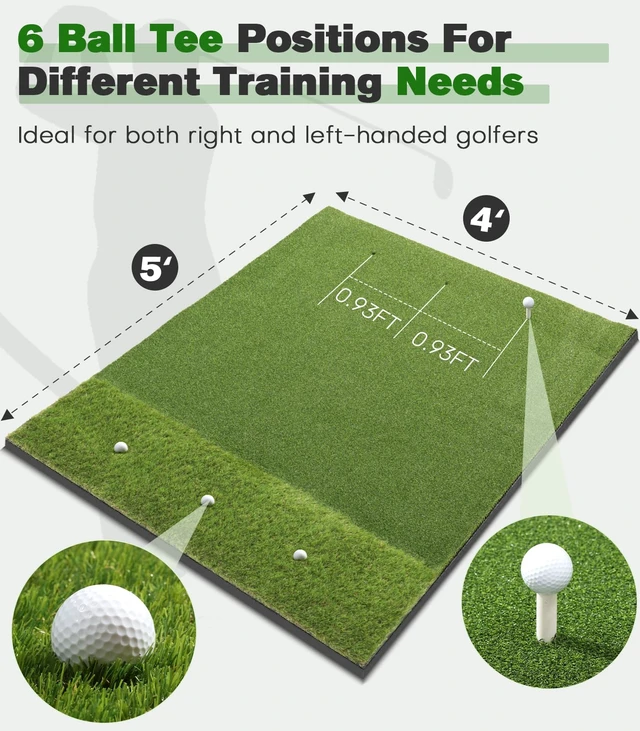 Alt view image 7 of 7 - Premium Dual-Turf Golf Mat: 5x4ft / 6x4ft, 21-50mm Thickened Base | Durable Golf Hitting Mat for Backyard, Driving Range, Indoor & Outdoor Practicing Golf Swing & Chipping, Gifts for Men Dad