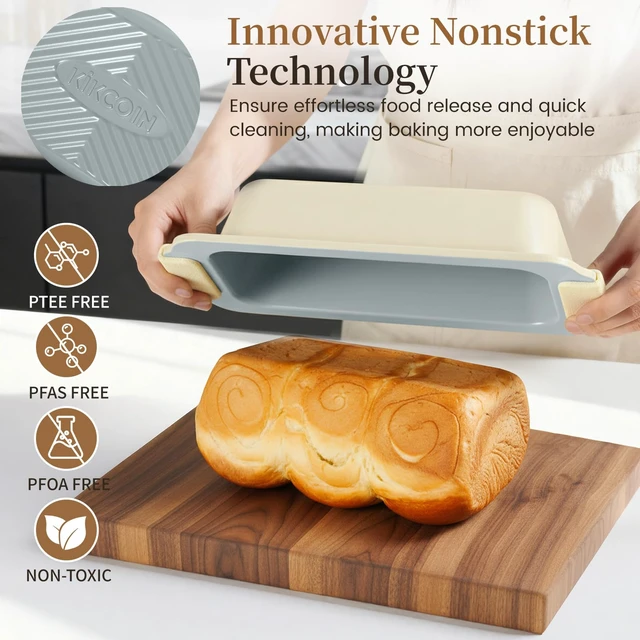 Alt view image 3 of 6 - 25-Piece Nonstick Baking Pans Set with Large Turkey Roasting Pan, Stackable Bakeware Set, 450°F Oven Safe Baking Sheet Set with Silicone Handles, Carbon Steel Cookie Sheets for Baking, Cream