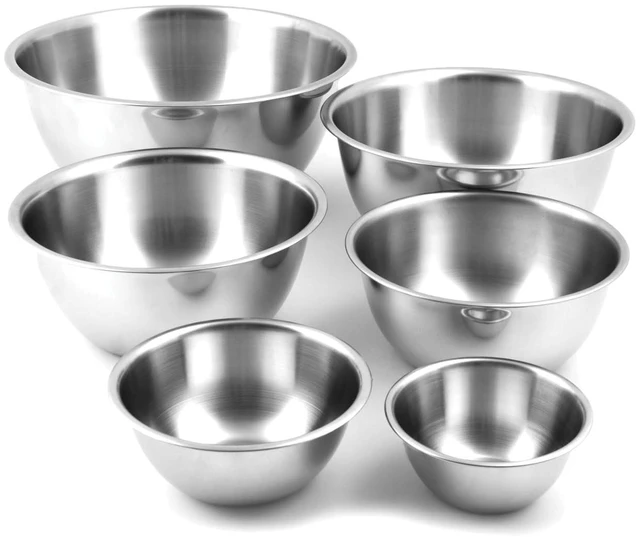 Main image of 6-Piece Nesting Stainless Steel Polished Mixing Bowls Set | 0.5, 1.25, 2.75, 4.25, 6.25 and 10.75 Quart Mixing Bowl Set | Nesting Bowls For Easy Storage | Durable Stainless Steel Bowls