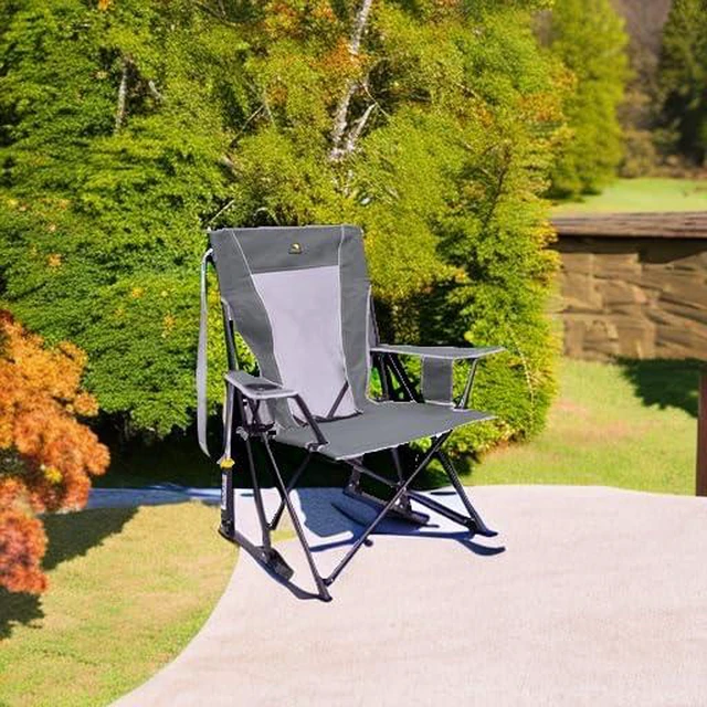 Alt view image 5 of 7 - Comfort Pro Rocker Outdoor Rocking Chair with Beverage Holder