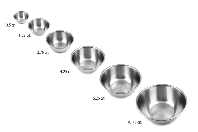 Alt view image 7 of 7 - 6-Piece Nesting Stainless Steel Polished Mixing Bowls Set | 0.5, 1.25, 2.75, 4.25, 6.25 and 10.75 Quart Mixing Bowl Set | Nesting Bowls For Easy Storage | Durable Stainless Steel Bowls