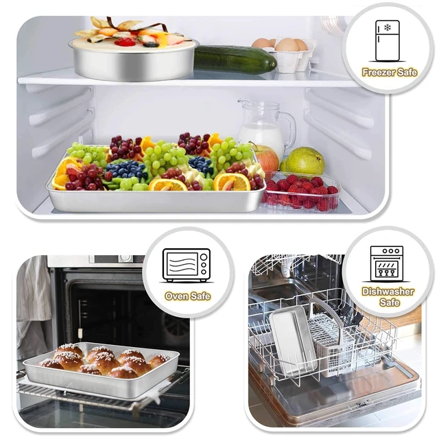 Alt view image 5 of 7 - Stainless Steel Bakeware Set of 11 | Toaster Oven Baking Pan Set, Lasagna Pan, Square & Round Cake Pan, Loaf Pan & Muffin Pan, Healthy & Sturdy, Dishwasher Safe