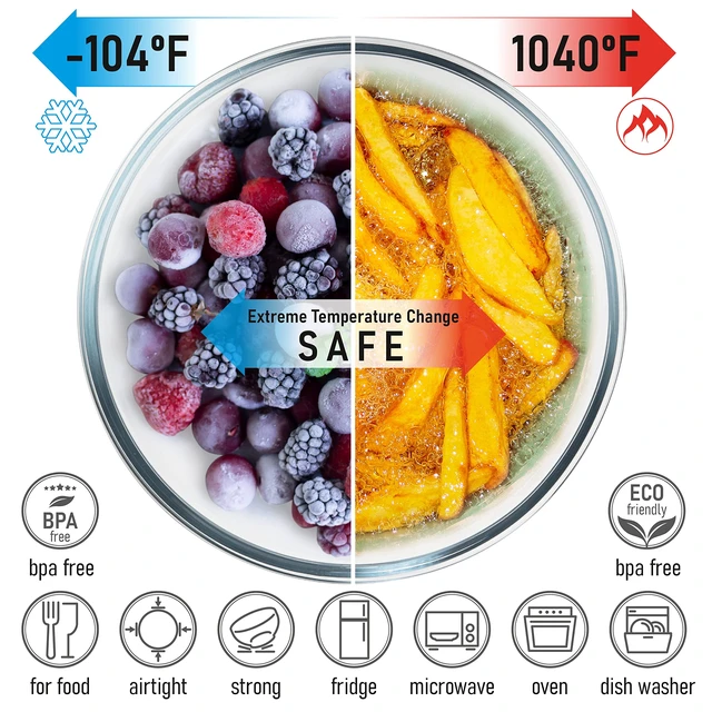 Alt view image 4 of 6 - Stackable Glass Mixing Bowls with Bamboo Lids Set of 5 | Microwave & Oven-ready. Durable Heat Resistant Inert Borosilicate Glass. For Foodprep, Storage, Mixing & Cooking