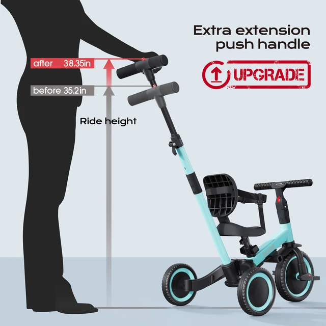 Alt view image 5 of 7 - TR007 5-in-1 Tricycle for Toddlers 1-3, Toddler Bike, Birthday Gift | Toddler Trike with Push Handle Lets Parents Steer and Converts to Balance Bike, Fun Outdoor Toy for Boys and Girls, Blue