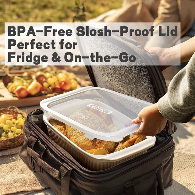 Alt view image 2 of 7 - Casserole Dishes For Oven, Ceramic Baking Dish, Large Lasagna Pan With Handles, Baking Pan Casserole Dish, Rectangular Bakeware Deep, Set Of 3 (5.1Qt/2.3Qt/1.1Qt) (White, With Lids)