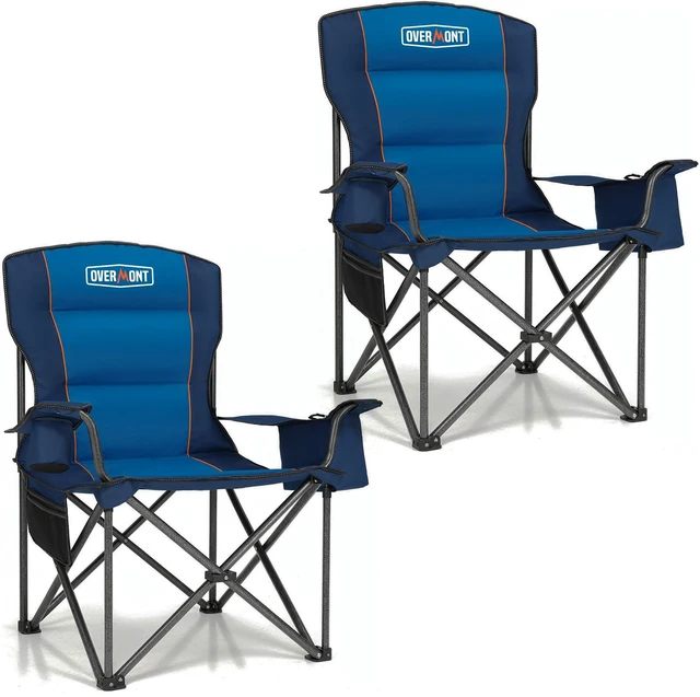 Main image of 2-Pack Oversized Camping Chairs - 450 lb Each, Fully Padded | Fully Padded High Back with Cooler Bags, Cup Holders, Side Pockets & Carry Bags for Outdoor Relaxation Use