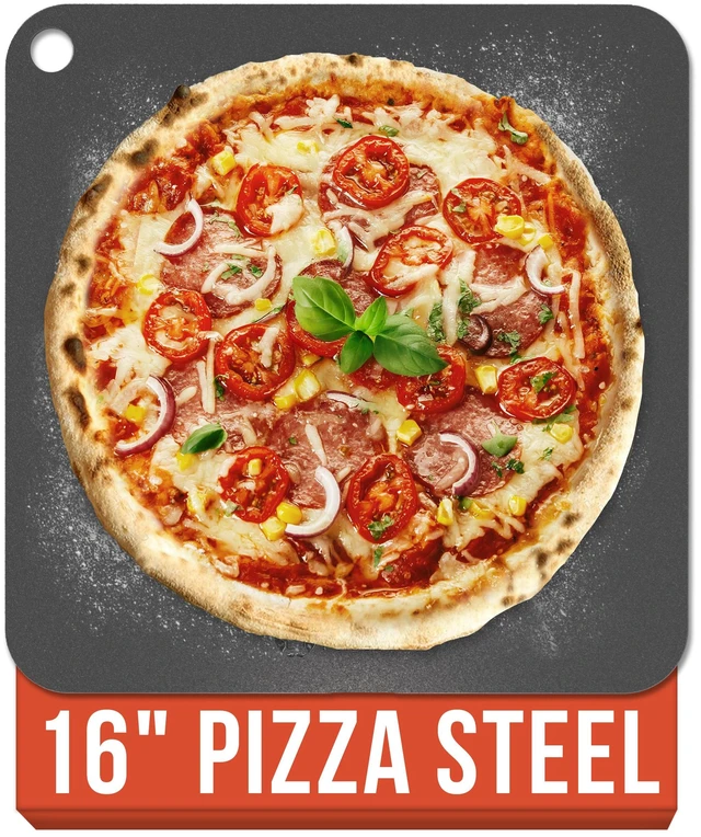 Main image of Pizza Steel for Oven 16"x16", 1/4" Thick, With Lifting Holes | Baking Steel For Oven Doubles As Baking Stone Or Grill Use; Produces Crispy Crust, Restaurant-style Pizza And Sourdough Bread