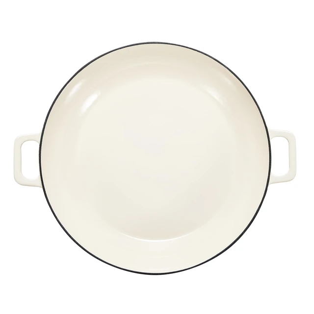 Alt view image 4 of 5 - Enameled Cast Iron - Covered Round Casserole Skillet with Lid, Oven Safe - 500°F, Even Heat Distribution, 3.3-Quart, White