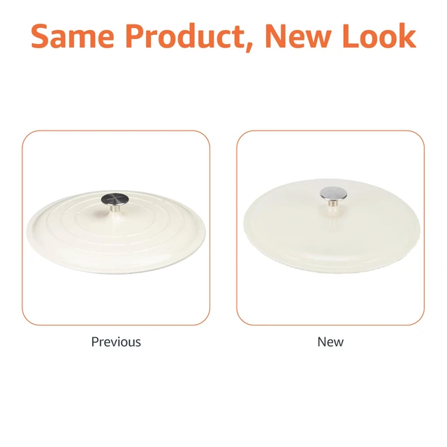 Alt view image 5 of 5 - Enameled Cast Iron - Covered Round Casserole Skillet with Lid, Oven Safe - 500°F, Even Heat Distribution, 3.3-Quart, White