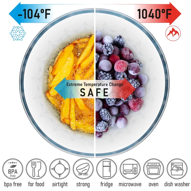 Alt view image 4 of 7 - Large Stackable Glass Mixing Bowls with Acacia Lids Set of 5 | Microwave & Oven-ready. Durable Heat Resistant Inert Borosilicate Glass. For Foodprep, Storage, Mixing & Cooking