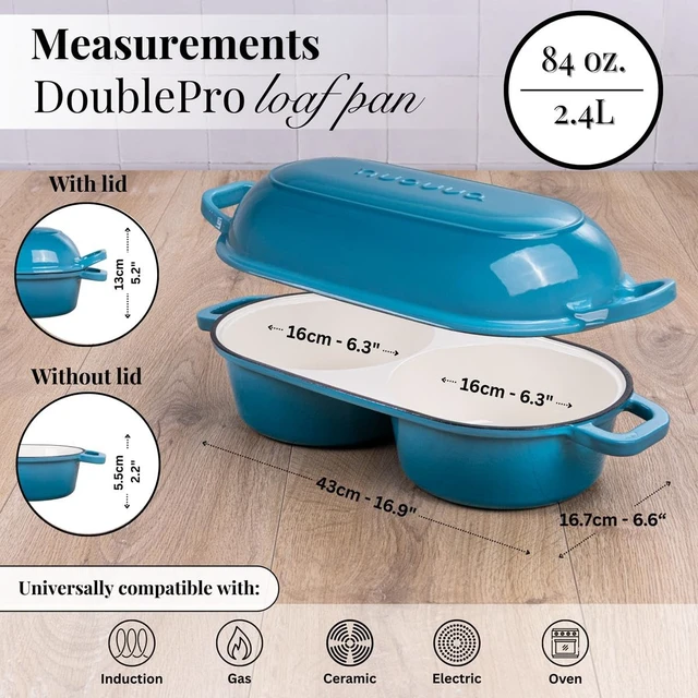 Alt view image 2 of 6 - Dutch Oven For Sourdough Bread Baking Enamelled Cast Iron Bread Loaf Pot 500°F Oven Safe Non Stick Bread Pot Double Round Loaf Space, 16.5cm Diameter, Light Blue