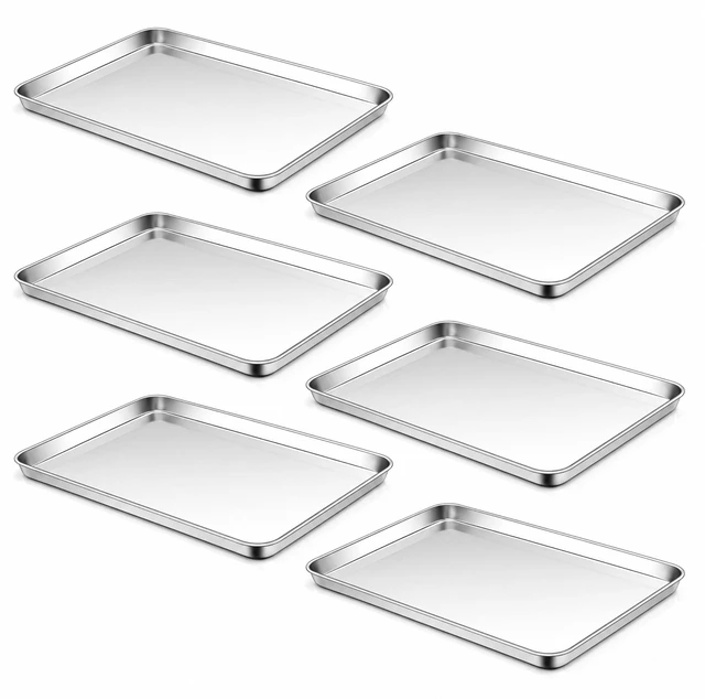 Main image of 18x13 Inches Stainless Steel Half Baking Sheet Set of 6, Non Toxic | 1/2 Large Cookie Sheets for Baking, Metal Oven Pans, Big Bacon Trays, Nonstick, Rust Free, Dishwasher Safe, Heavy Duty
