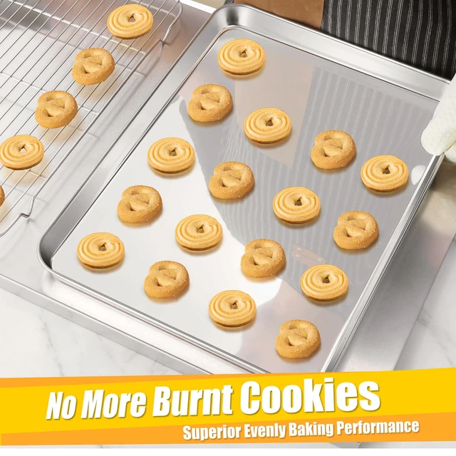 Alt view image 7 of 7 - 18x13 Inches Stainless Steel Half Baking Sheet Set of 6, Non Toxic | 1/2 Large Cookie Sheets for Baking, Metal Oven Pans, Big Bacon Trays, Nonstick, Rust Free, Dishwasher Safe, Heavy Duty