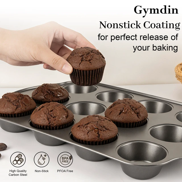 Alt view image 4 of 7 - 13 PCS Nonstick Bakeware Set - Carbon Steel Baking Pans Set with Dual Handles, Includes Roasting Pan, Pizza Pan, Cookie Sheet, Cake Pans, Muffin Pans, Cooling Rack, Oven Mitts, Non-Toxic