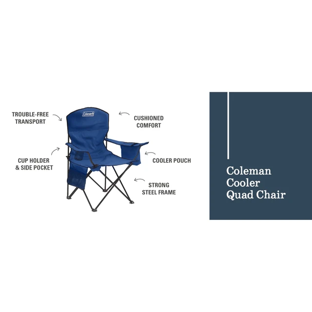Alt view image 7 of 7 - Portable Camping Chair with 4-Can Cooler, Cushioned Seat & Back with Side Pockets & Cup Holder, Carry Bag Included, Great for Camping, Tailgating, Firepits, Patio, & More