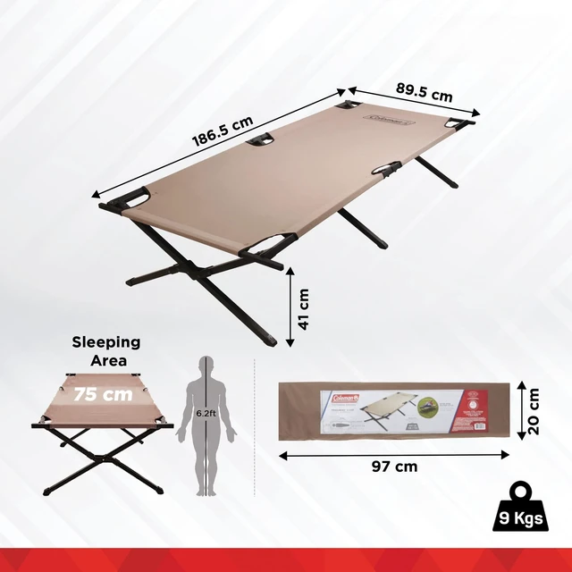 Alt view image 3 of 4 - Trailhead II Large Folding Cot with Easy Setup & Takedown, Supports Adults up to 6ft 2in or 300lbs, Great for Camping, Lounging, Elevated Sleeping, Guests, & More