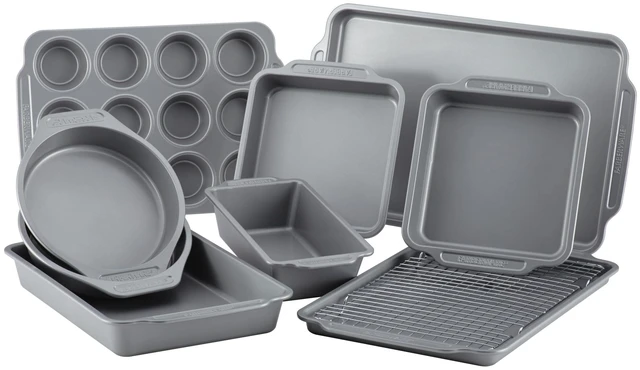 Alt view image 7 of 7 - Nonstick Bakeware Set with Cooling Rack for Baking, 10-Piece | Easy release and cleanup, baking set with baking cooling rack for everyday baking, gray baking pans set non stick