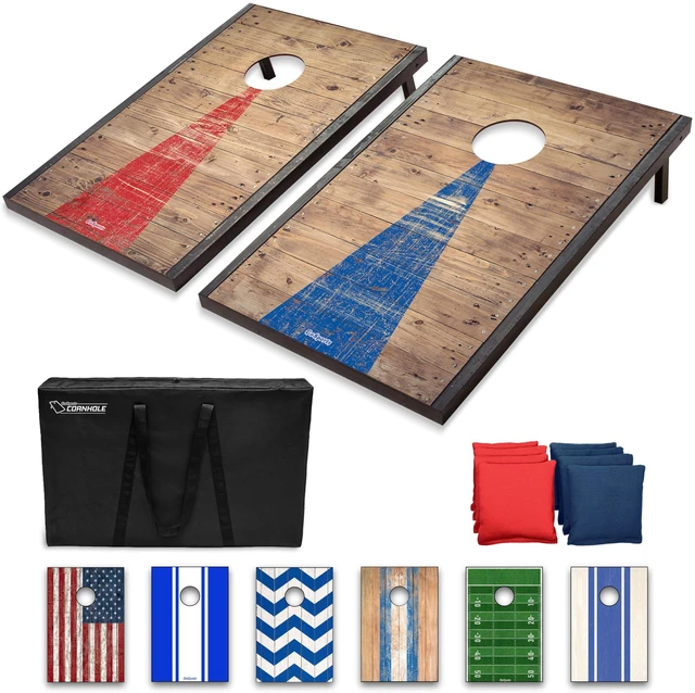 Main image of 3 x 2 ft Rustic Design Cornhole Game Set - Includes Two 3 x 2 ft Boards, 8 Bean Bags, and Carry Case