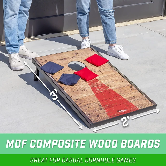 Alt view image 2 of 6 - 3 x 2 ft Rustic Design Cornhole Game Set - Includes Two 3 x 2 ft Boards, 8 Bean Bags, and Carry Case