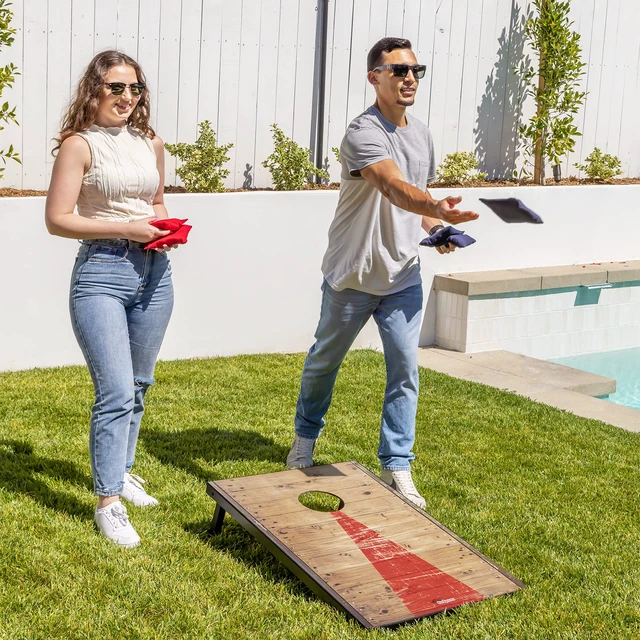 Alt view image 6 of 6 - 3 x 2 ft Rustic Design Cornhole Game Set - Includes Two 3 x 2 ft Boards, 8 Bean Bags, and Carry Case
