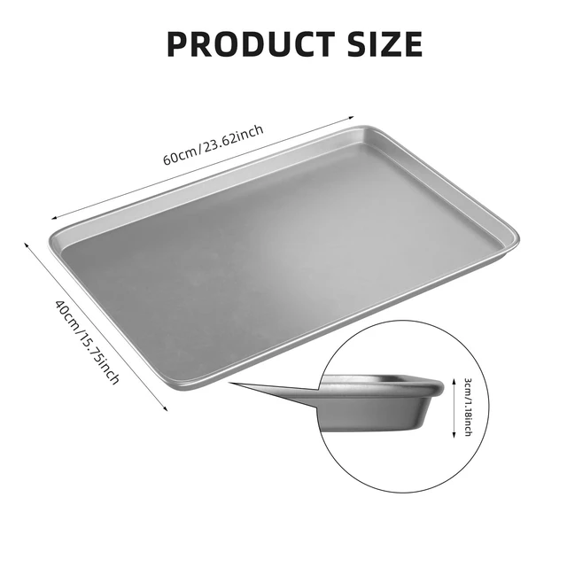 Alt view image 6 of 7 - 16× 24 Inch Cookie Sheet Pans Set of 3-Baking Tray Jelly Roll Pan Set Commercial Grade Aluminum Coated Statinless Steel Bun Pan for Oven,Freezer,Bakery Hotel Restaurant
