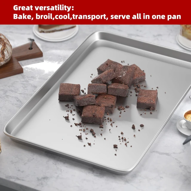 Alt view image 7 of 7 - 16× 24 Inch Cookie Sheet Pans Set of 3-Baking Tray Jelly Roll Pan Set Commercial Grade Aluminum Coated Statinless Steel Bun Pan for Oven,Freezer,Bakery Hotel Restaurant
