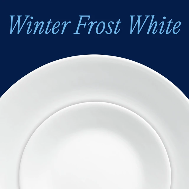 Alt view image 2 of 7 - Vitrelle 18-Piece Service for 6 Dinnerware Set Triple Layer Glass and Chip Resistant, Lightweight Round Plates and Bowls Set, Winter Frost White