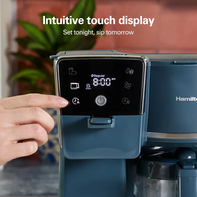 Alt view image 7 of 7 - 2-Way Drip Coffee Maker & Single Serve Coffee Machine | Hot & Iced Coffee Maker| 12 Cup Glass Carafe | AquaFlow Showerhead | Auto Pause & Pour | Kitchen Makeover Blue | 47502J