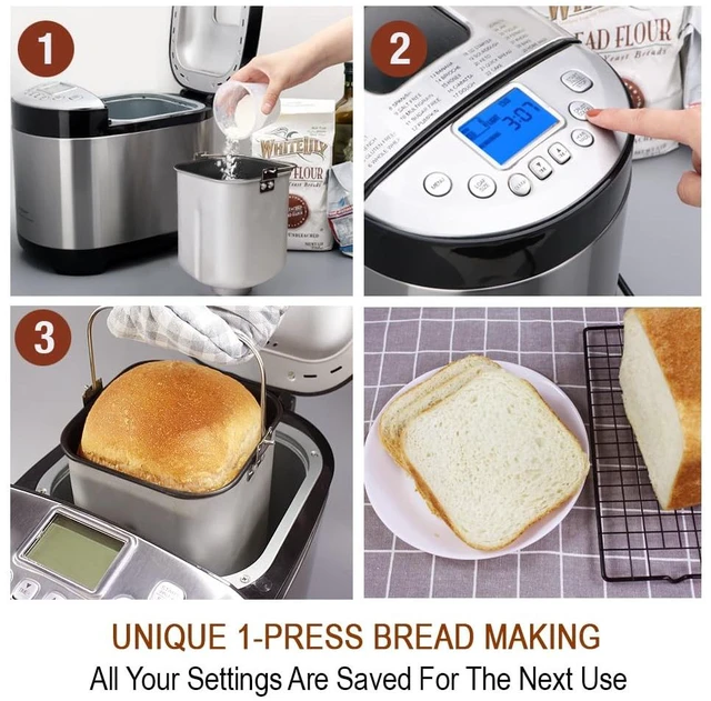 Alt view image 2 of 6 - 29-in-1 SMART Bread Machine with Gluten Free Setting 2LB 1.5LB 1LB Bread Maker Machine with Homemade Cycle - Stainless Steel Breadmaker with Recipes Whole Wheat Bread Making Machine