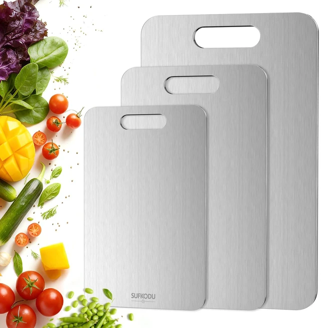 Main image of Cutting Board Set of 3, 100% Double-Sided Cutting Boards for Kitchen, Dishwasher Safe Non-Toxic Chopping Boards for Meat, Vegetables, Fruits, Raw and Cooked Food Prep (M+L+XL
