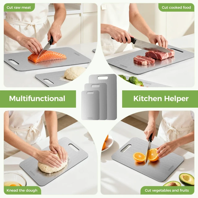 Alt view image 7 of 7 - Cutting Board Set of 3, 100% Double-Sided Cutting Boards for Kitchen, Dishwasher Safe Non-Toxic Chopping Boards for Meat, Vegetables, Fruits, Raw and Cooked Food Prep (M+L+XL
