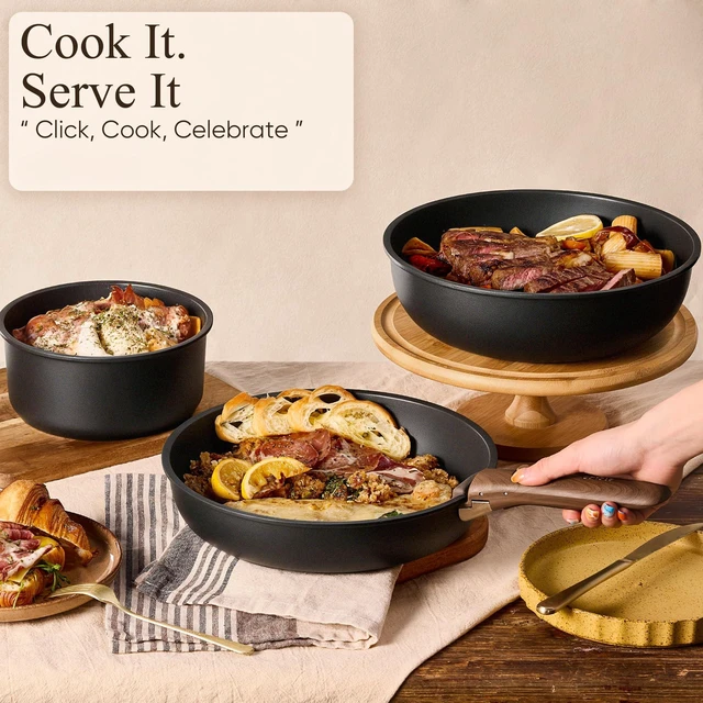 Alt view image 7 of 7 - 21pcs Pots and Pans Set Non Stick, Detachable Handle Cookware, Black | Induction Compatible, Dishwasher & Oven Safe, Space Saving, for Camping/RV/Traveling, Kitchen Cooking Set, House Warming Gift