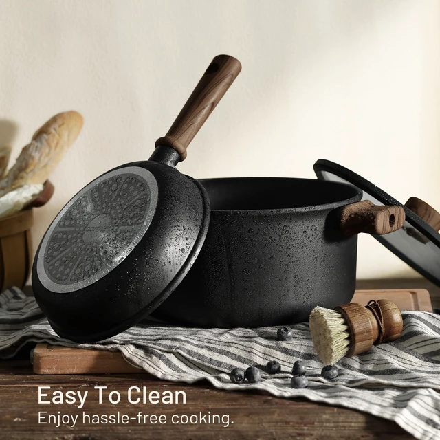 Alt view image 4 of 6 - 21pcs Pots and Pans Set, Nonstick Cookware Sets | Titanium Reinforced Coating, Scratch-Resistant, Easy to Clean, Even Heating, Induction Compatible, with Frying Pans Set