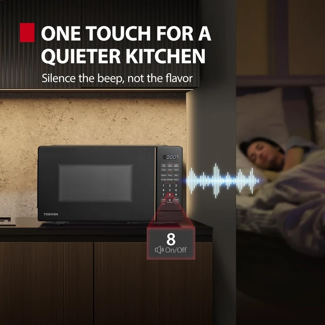 Alt view image 4 of 7 - Countertop Microwave Oven, 0.7 Cu.Ft, 700W, Black | with ChefDefrost, 11 Power Levels, Sound On/Off, Eco Mode, 6 Auto Menus, Child Lock, Compact Design, for Apartment & Dorm