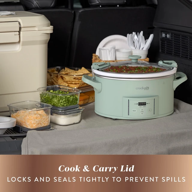 Alt view image 5 of 6 - Design Series 7-Quart Programmable Slow Cooker, Desert Sage Green